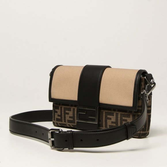 Fendi Handbags - Fendi Baguette Jacquard FF Logo Canvas Convertible Crossbody Belt Bag